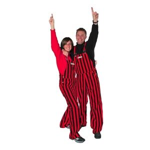 Red and Black Stripe Overalls
